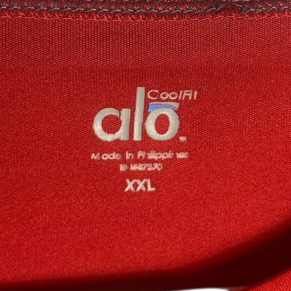 Alo Mens Red Coolfit Interlock Pieced Short Sleeve Yoga Sports Athletic Tee XXL - Picture 5 of 6